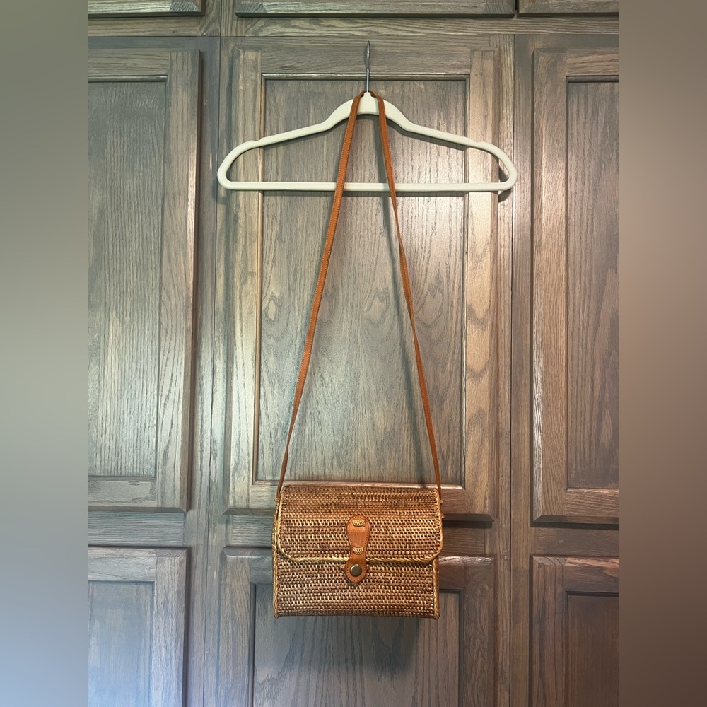 Brown Woven Crossbody Bag